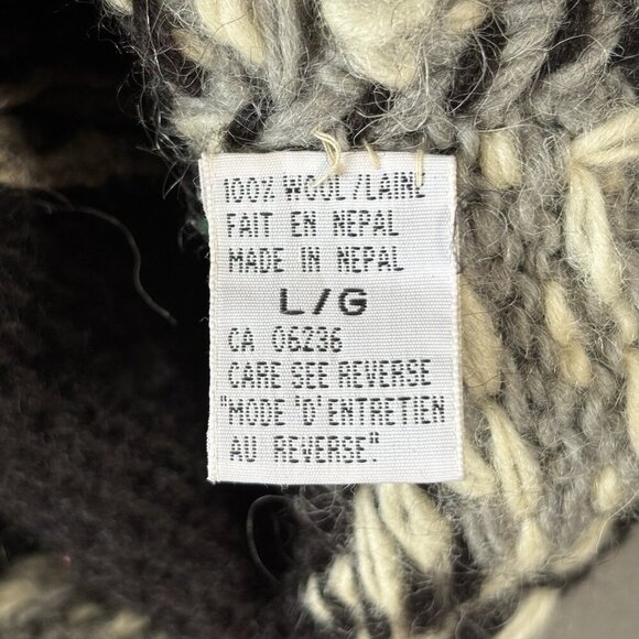 Vintage Hand Knit Wool Fair Isle Sweater Extra Thick Size L/XL Nepal Made Nordic - Picture 12 of 14